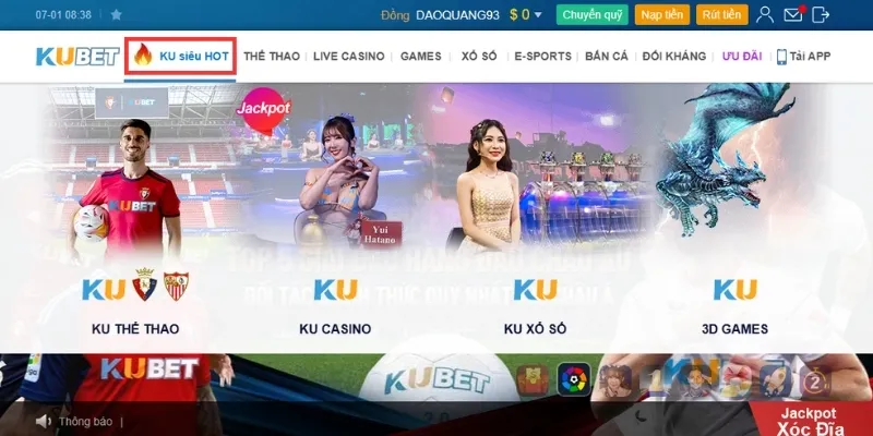 KU siêu hot quy tụ những sảnh cược chất lượng do Kubet phát hành