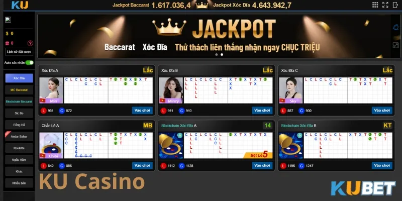 Các bàn cược Ku Casino hấp dẫn