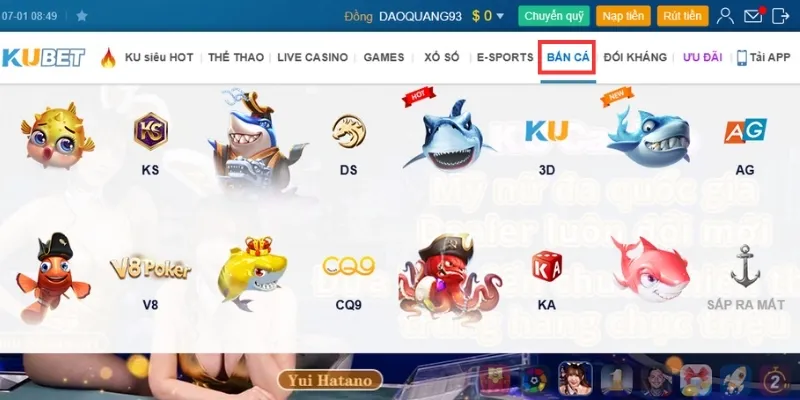 Những sảnh cược Bắn cá cao cấp tại nhà cái Kubet